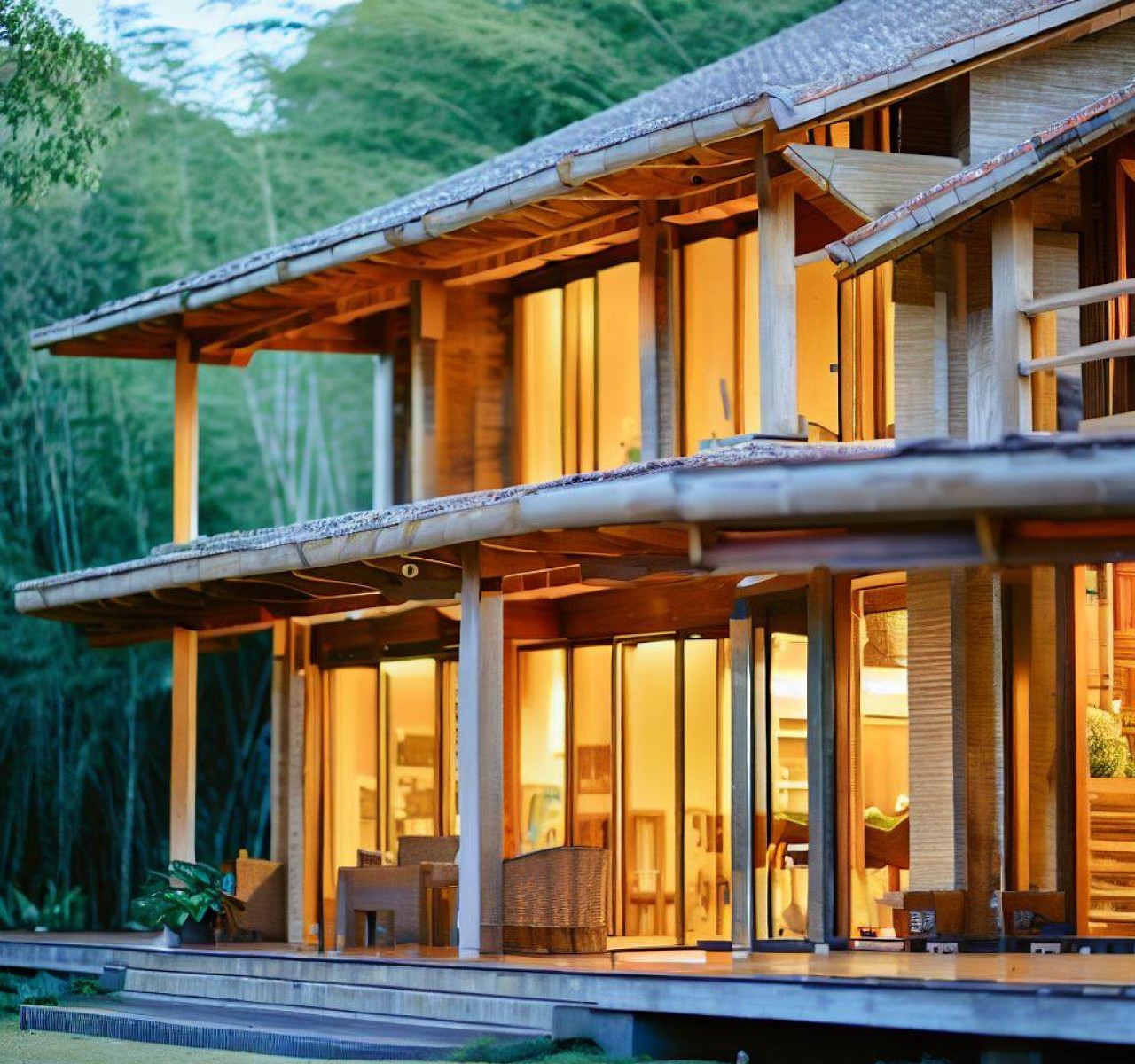 Moderna y sustentable casa construida con bamboo